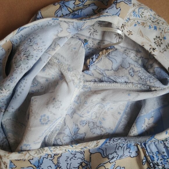 4/$20 Soya Concept Denmark blue cream patchwork look soft blouse top XS - Picture 10 of 14